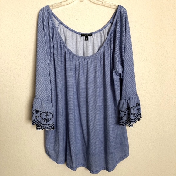 Signature Studio Tops - Signature Studio Blouse Embroidered Sleeves 3X